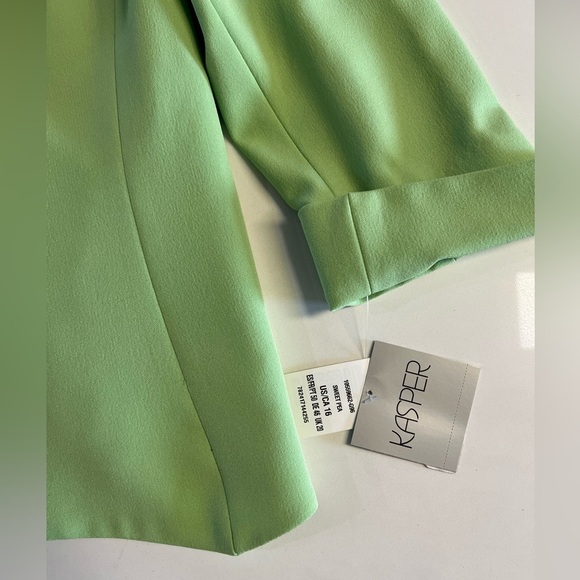 KASPER Women Lemon Sweet Pea Polyester Elastane Open Front Blazer Size 16 - Picture 3 of 3